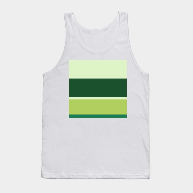 A striking joint of Dark Sea Green, Seafoam Blue, Tea Green, Pine and Light Olive stripes. Tank Top by Sociable Stripes